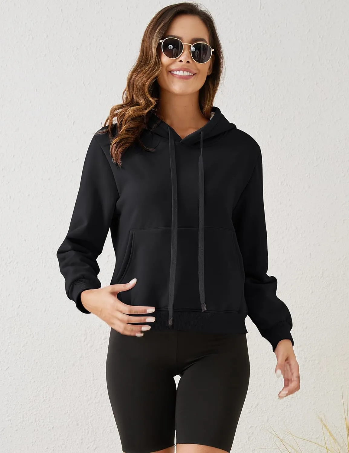 Gihuo Women's Winter Warm Hoodie Sherpa Fleece Lined Pullover Hoodie Hooded Sweatshirt Heavyweight Casual Tops
