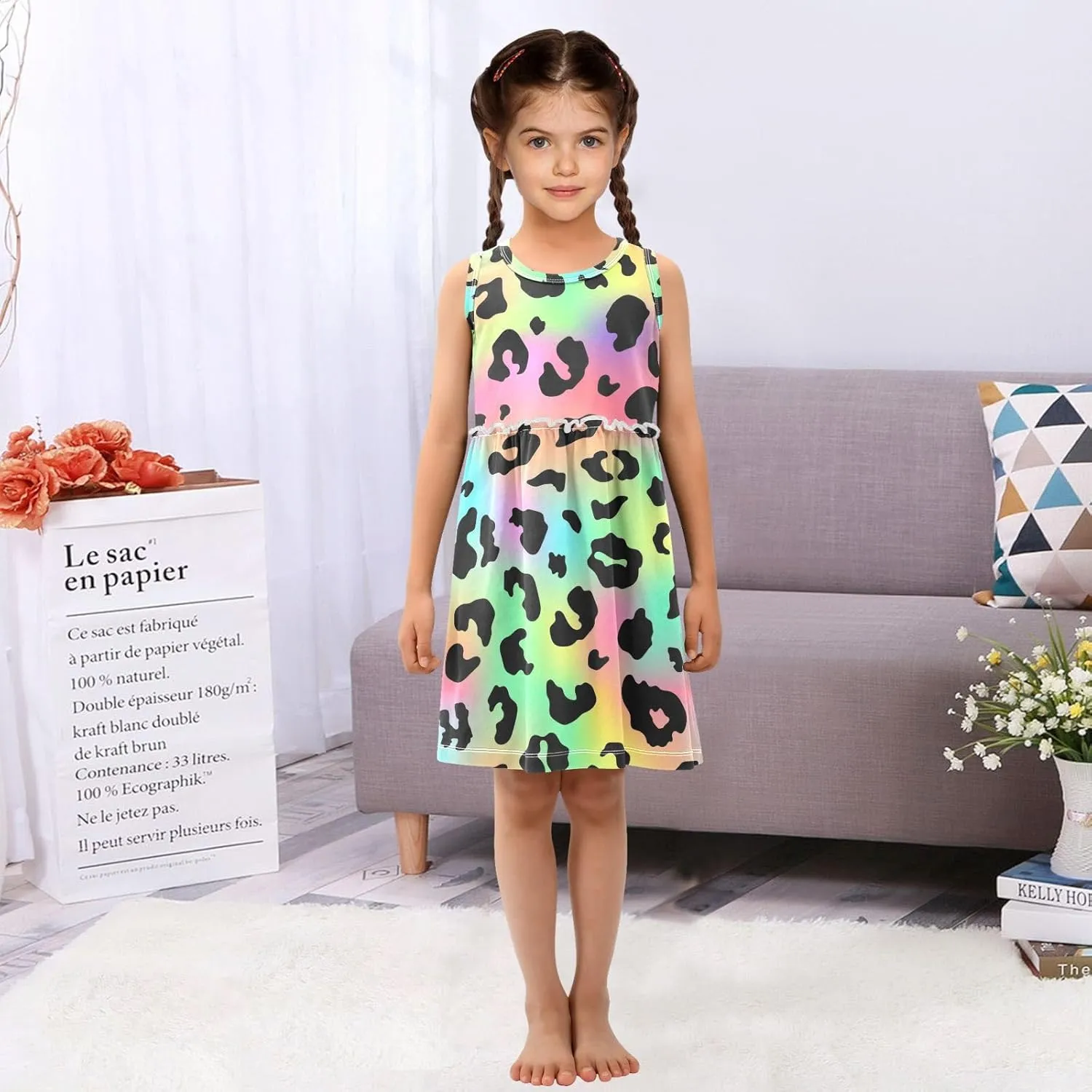 Girls' Dresses Toddler Summer Dress Sleeveless Dresses for Girls Cotton Sundress 2-8Y