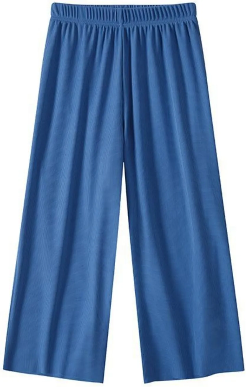 Girls Wide Leg Pants Lightweight Casual Elastic High Waist Straight Leg Loose Trousers Simple Solid Pants