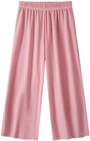 Girls Wide Leg Pants Lightweight Casual Elastic High Waist Straight Leg Loose Trousers Simple Solid Pants