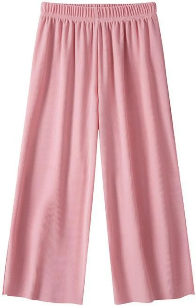 Girls Wide Leg Pants Lightweight Casual Elastic High Waist Straight Leg Loose Trousers Simple Solid Pants