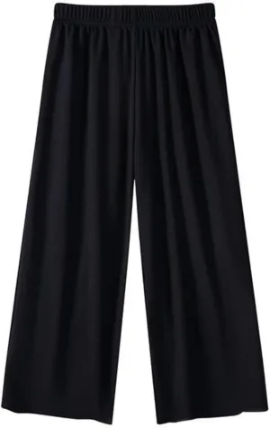Girls Wide Leg Pants Lightweight Casual Elastic High Waist Straight Leg Loose Trousers Simple Solid Pants