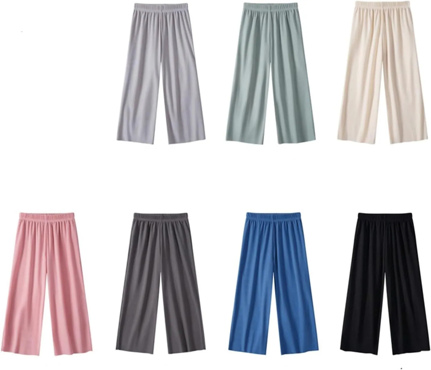 Girls Wide Leg Pants Lightweight Casual Elastic High Waist Straight Leg Loose Trousers Simple Solid Pants