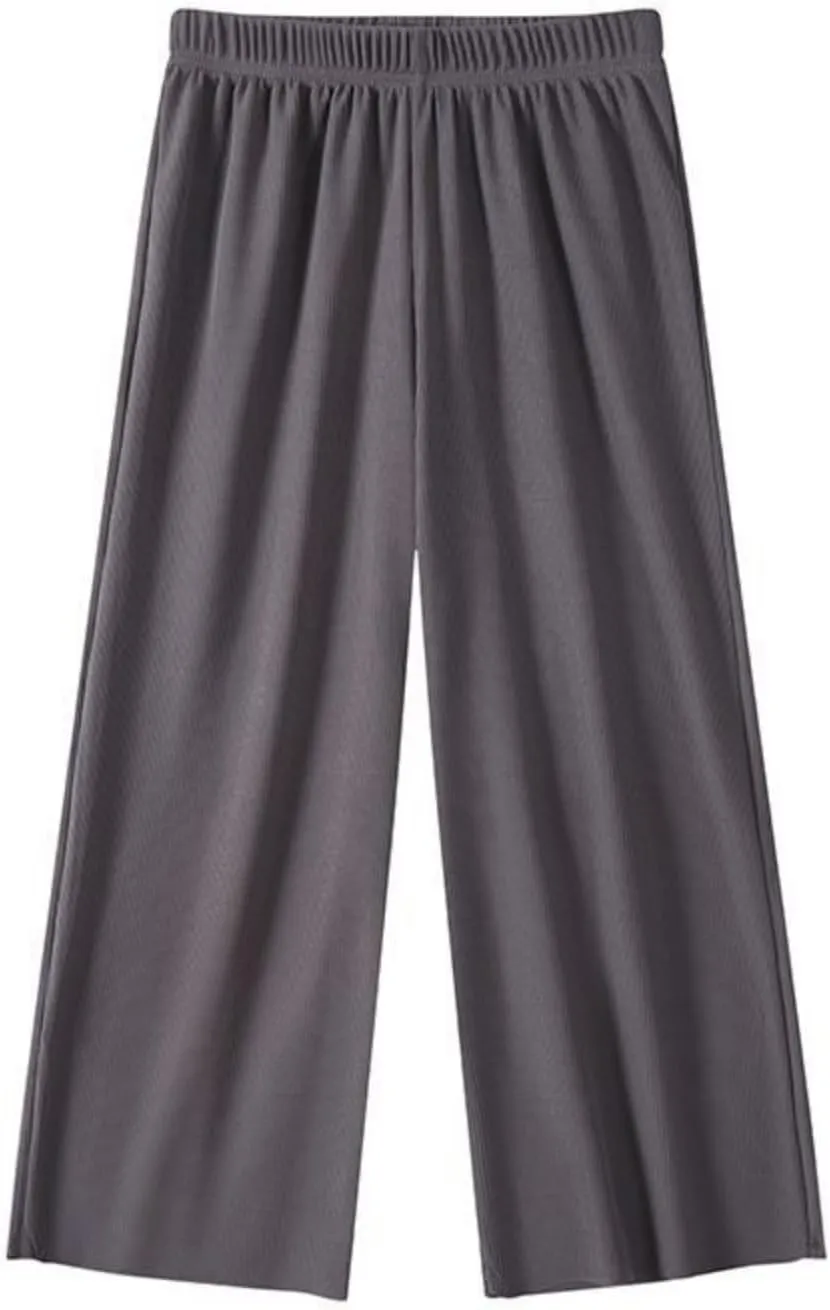 Girls Wide Leg Pants Lightweight Casual Elastic High Waist Straight Leg Loose Trousers Simple Solid Pants