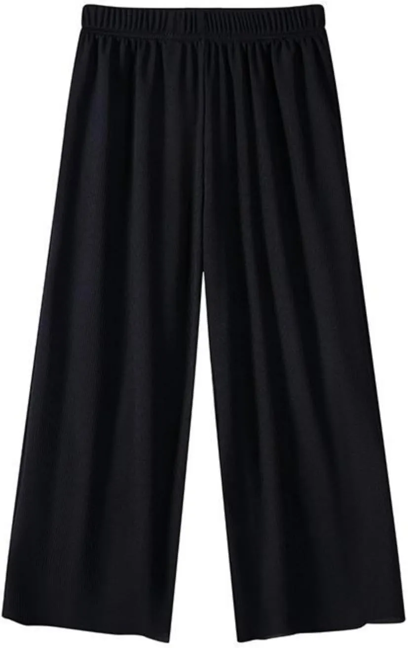 Girls Wide Leg Pants Lightweight Casual Elastic High Waist Straight Leg Loose Trousers Simple Solid Pants