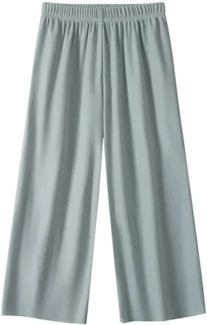 Girls Wide Leg Pants Lightweight Casual Elastic High Waist Straight Leg Loose Trousers Simple Solid Pants