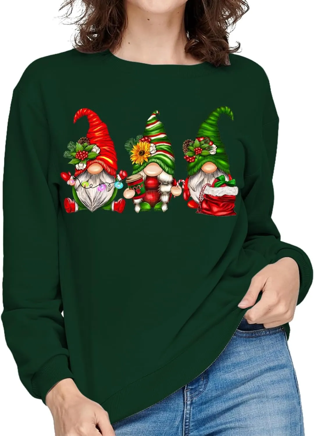 Gnome Christmas Shirt Women Gnome Merry Christmas Sweatshirt Xmas Holiday Tops