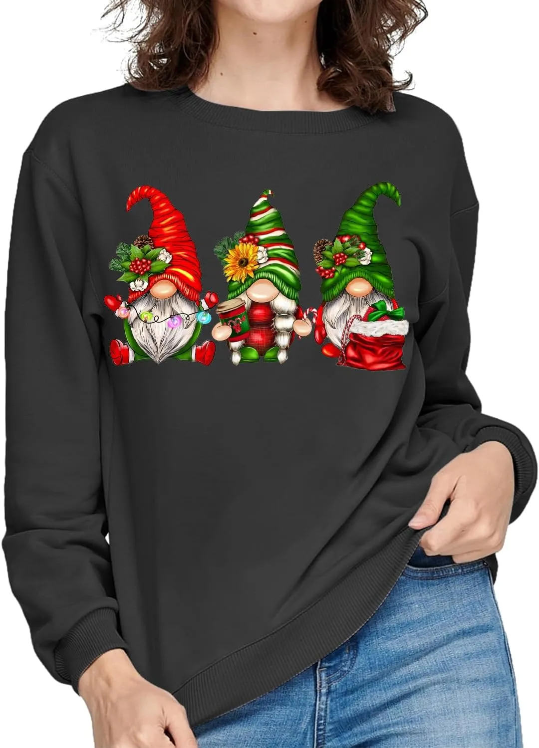 Gnome Christmas Shirt Women Gnome Merry Christmas Sweatshirt Xmas Holiday Tops