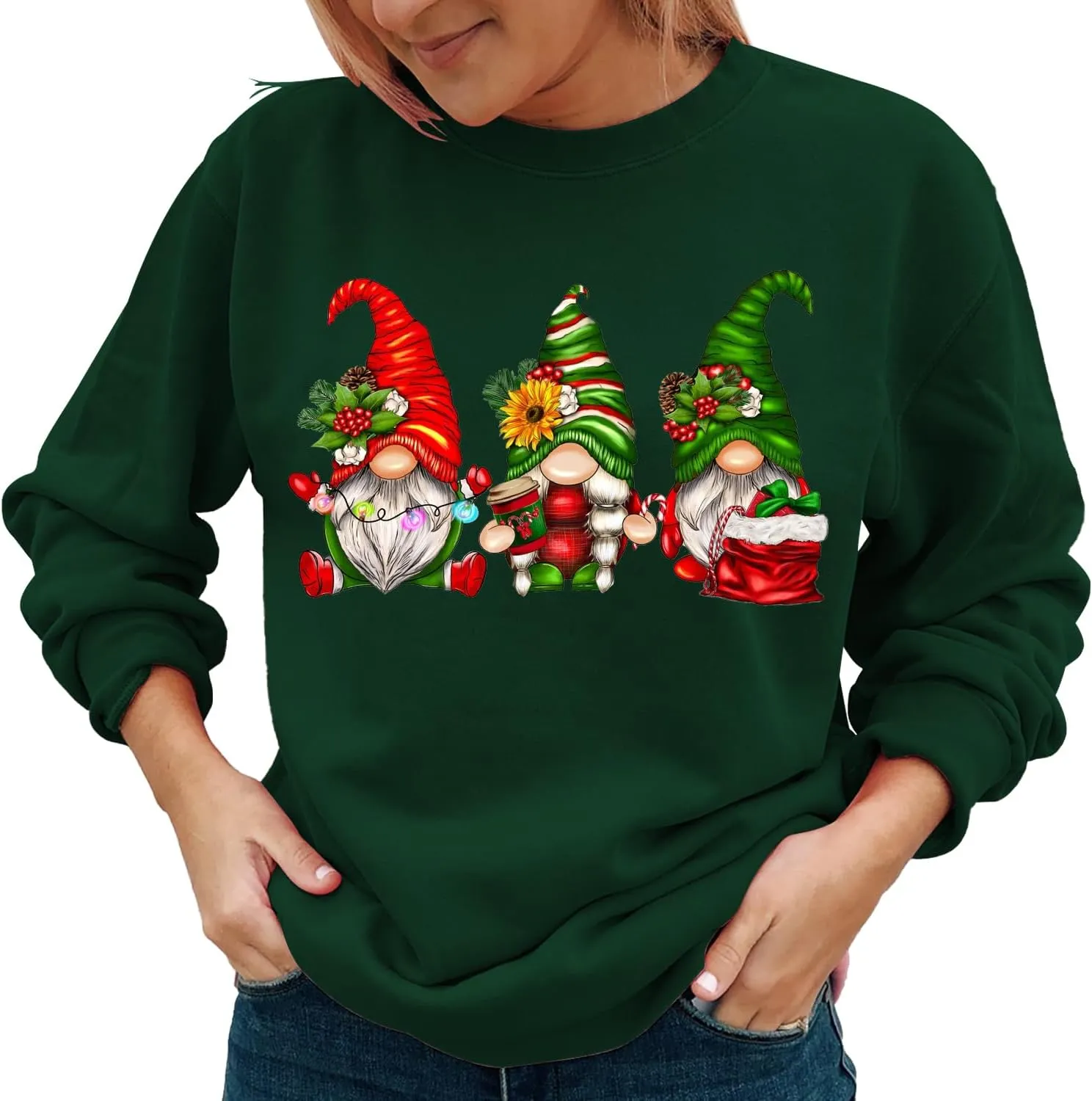Gnome Christmas Shirt Women Gnome Merry Christmas Sweatshirt Xmas Holiday Tops