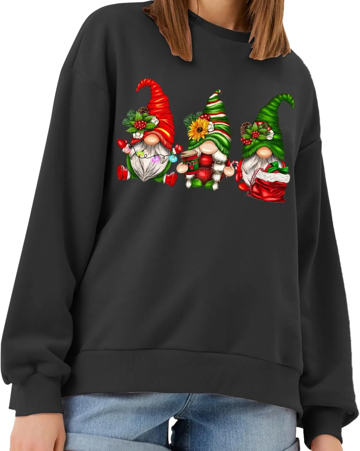 Gnome Christmas Shirt Women Gnome Merry Christmas Sweatshirt Xmas Holiday Tops
