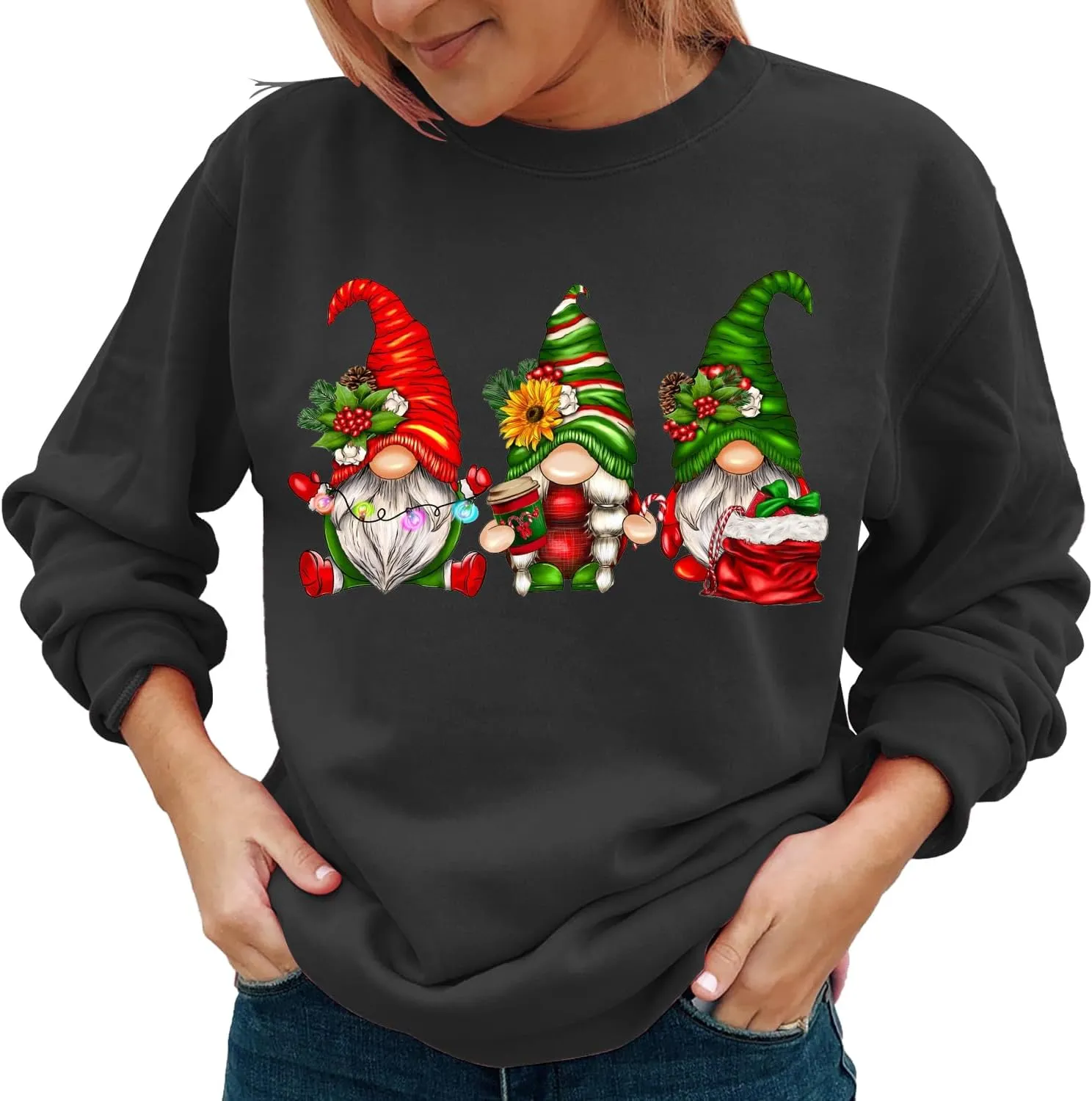 Gnome Christmas Shirt Women Gnome Merry Christmas Sweatshirt Xmas Holiday Tops