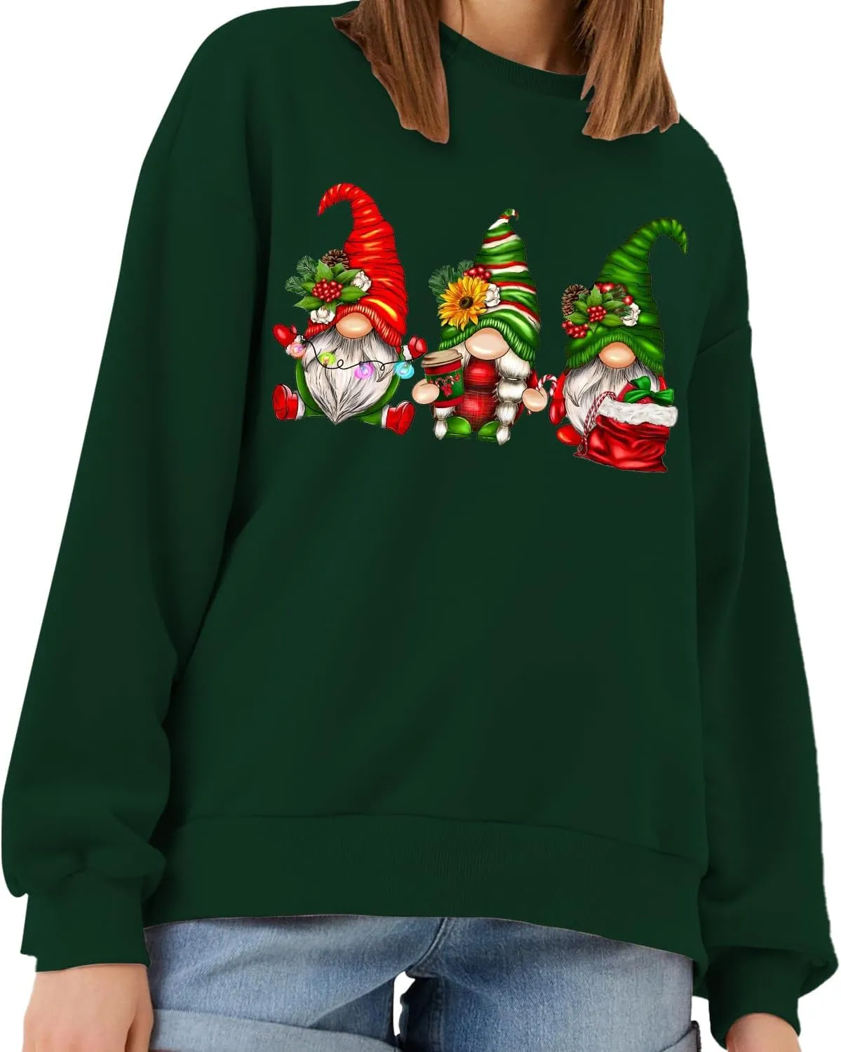 Gnome Christmas Shirt Women Gnome Merry Christmas Sweatshirt Xmas Holiday Tops