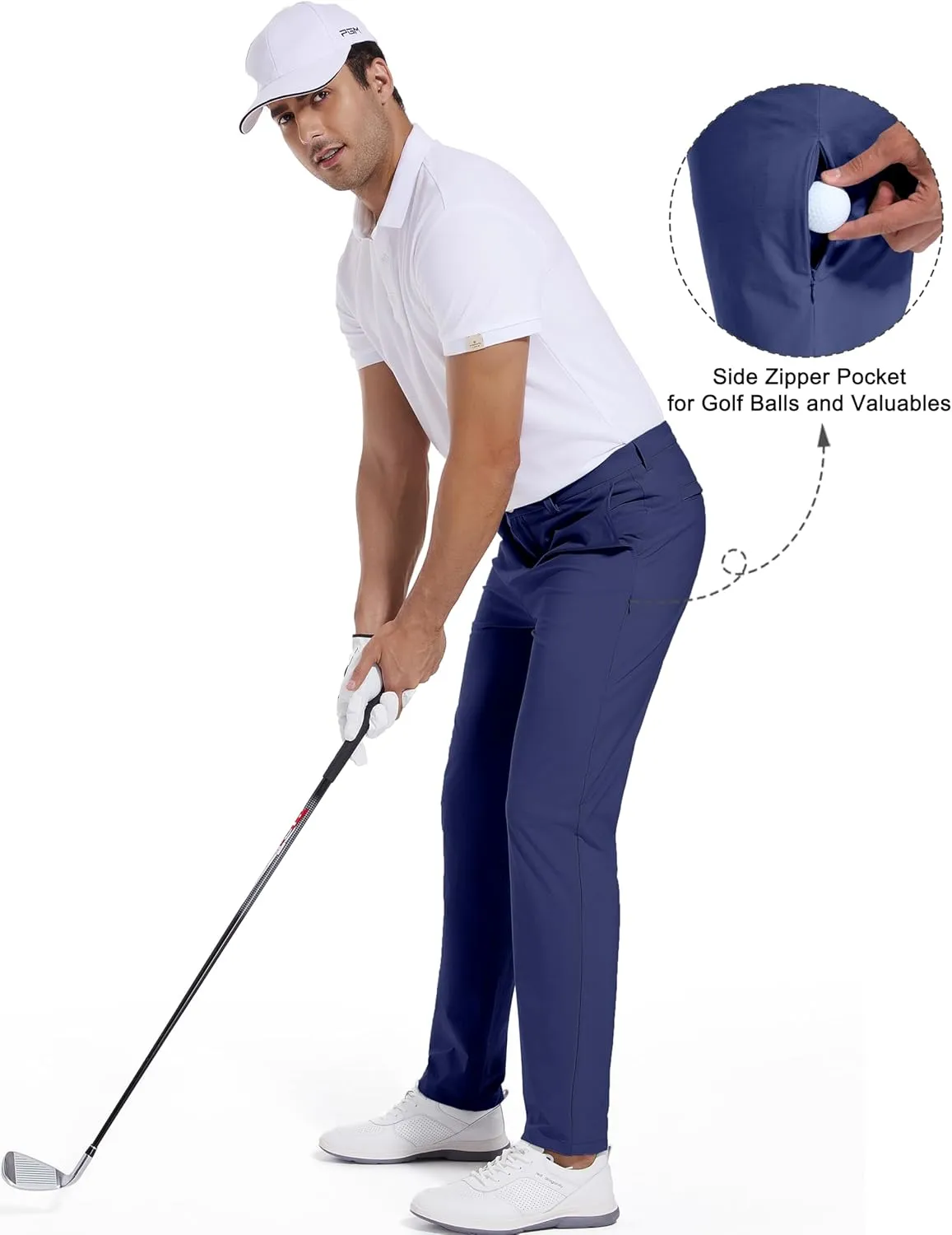 Golf Pants for Men Stretch Dress 30"/32"/34" Pants Quick Dry Lightweight Slacks Trousers for Business Casual Travel
