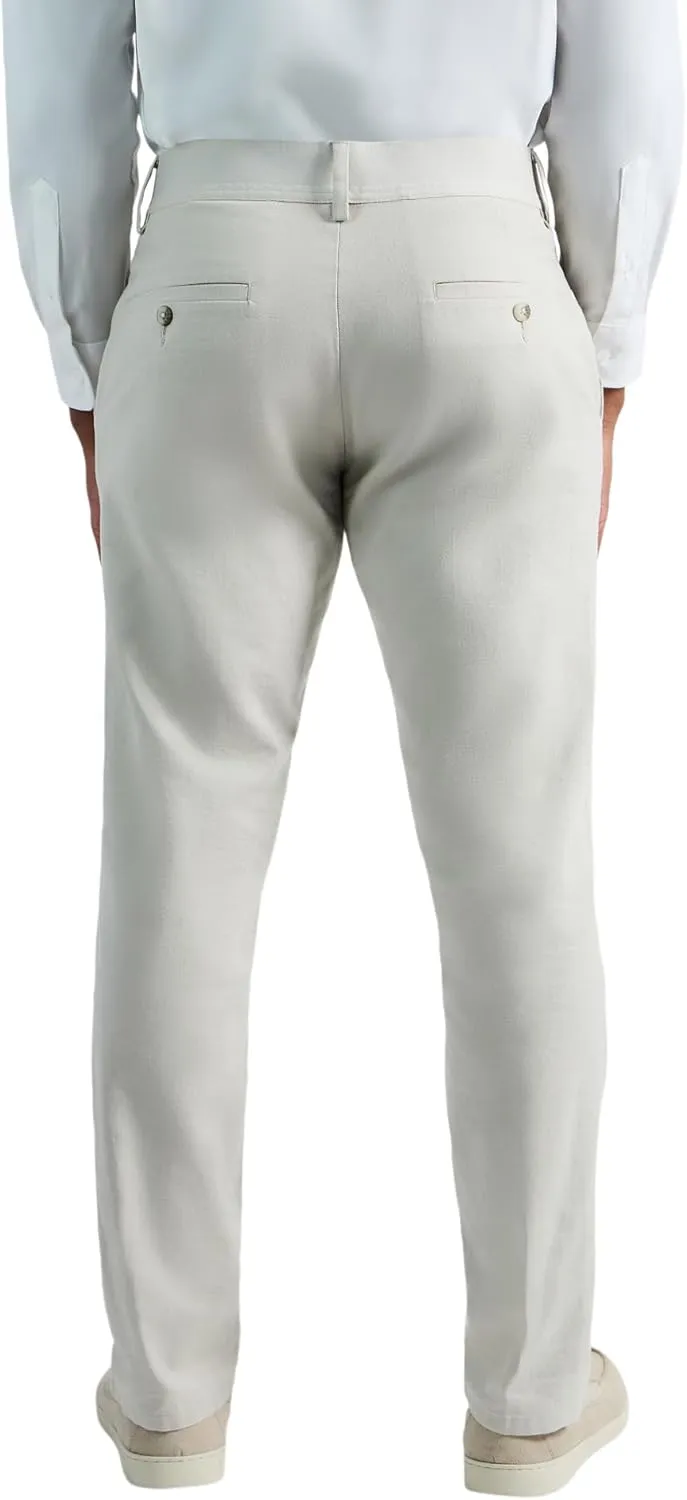 Haggar Men's Comfort Luxe Straight Fit Flat Front Linen Casual Pant
