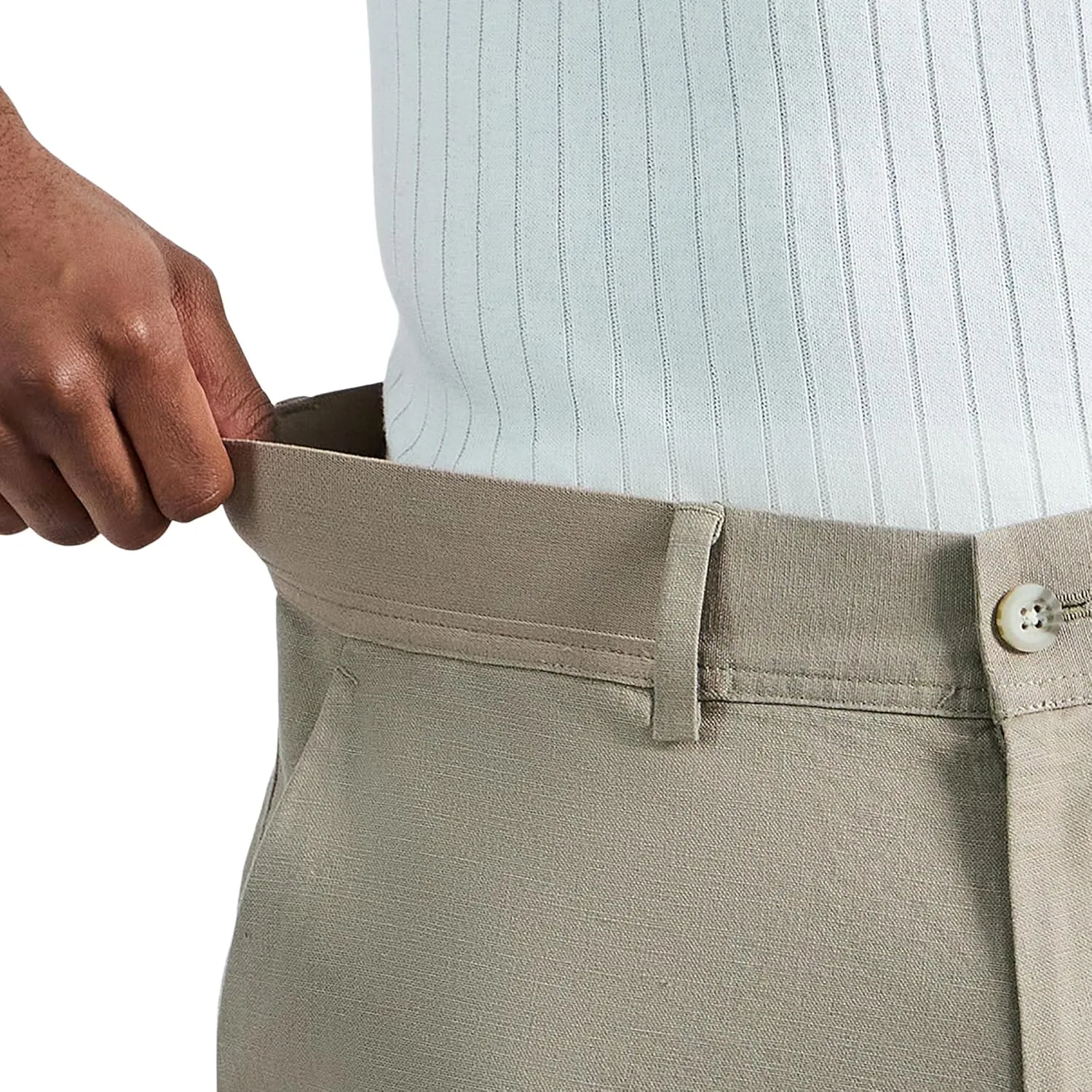 Haggar Men's Comfort Luxe Straight Fit Flat Front Linen Casual Pant