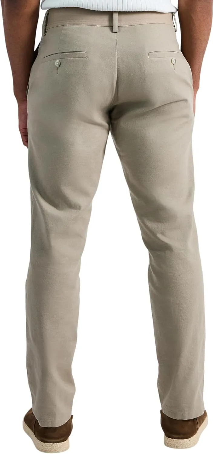 Haggar Men's Comfort Luxe Straight Fit Flat Front Linen Casual Pant