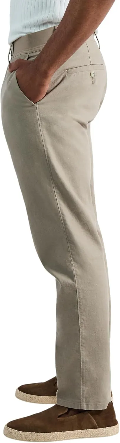 Haggar Men's Comfort Luxe Straight Fit Flat Front Linen Casual Pant