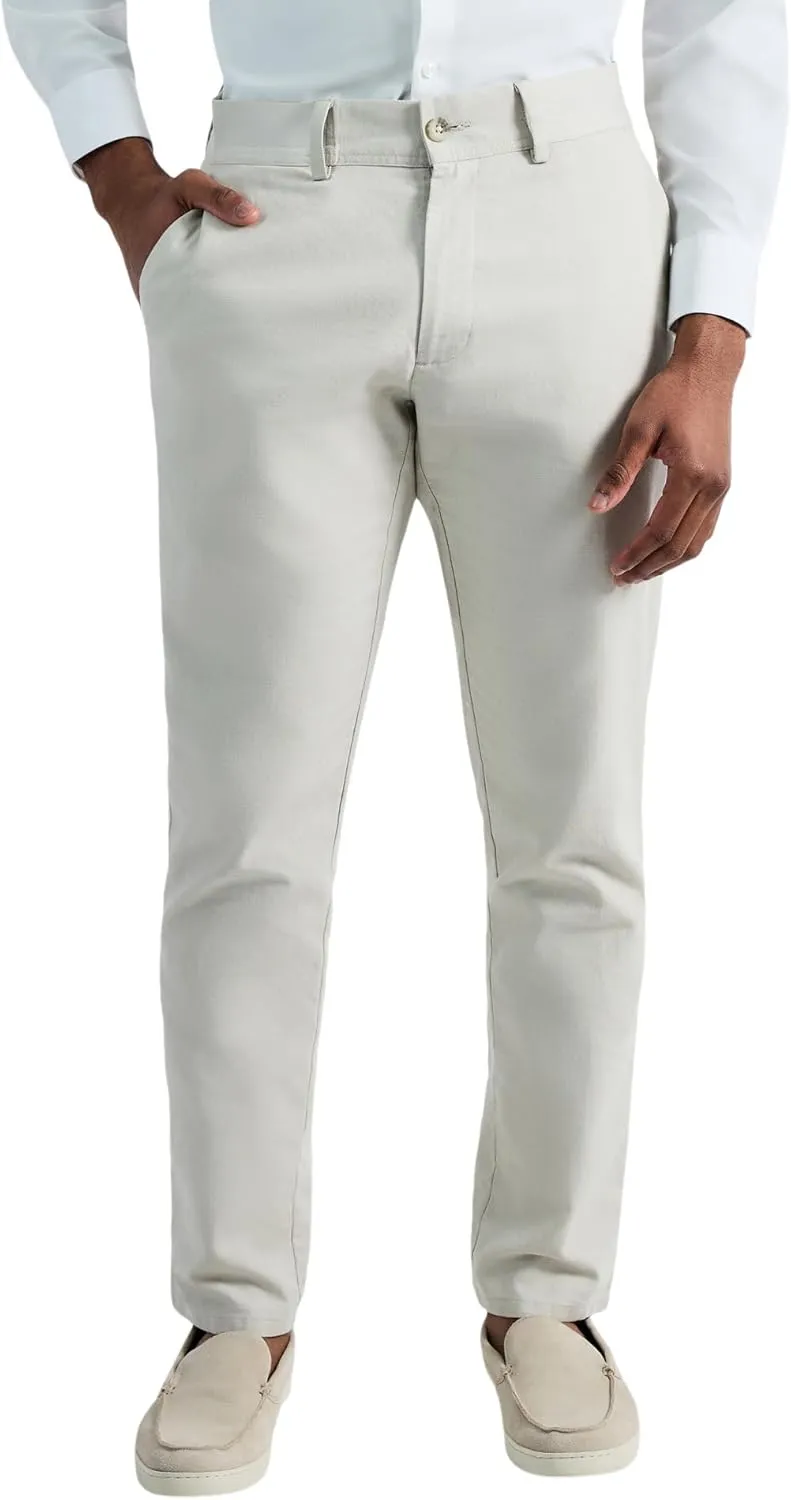 Haggar Men's Comfort Luxe Straight Fit Flat Front Linen Casual Pant