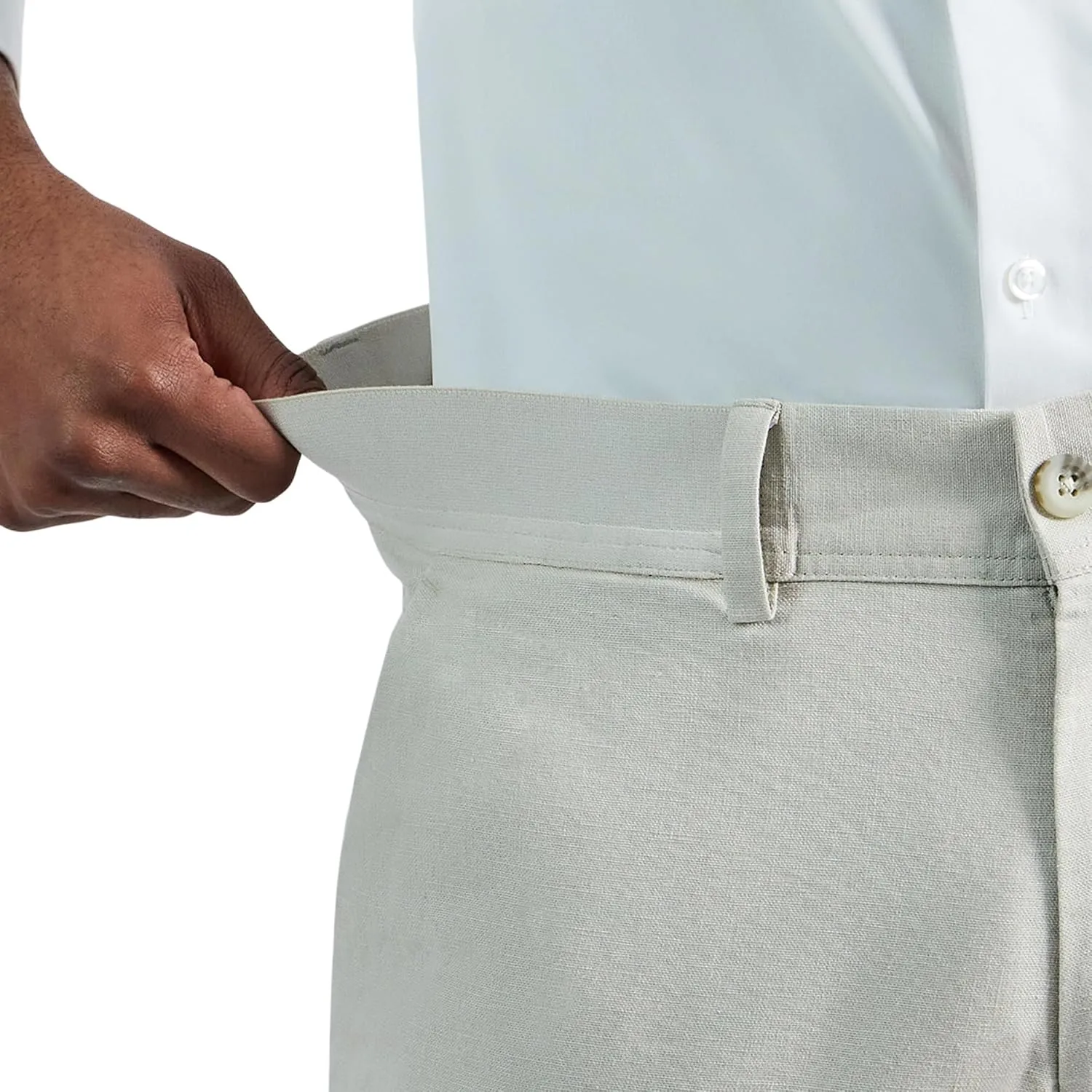 Haggar Men's Comfort Luxe Straight Fit Flat Front Linen Casual Pant
