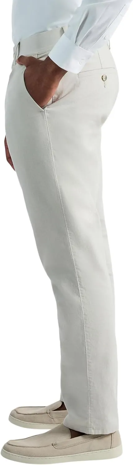 Haggar Men's Comfort Luxe Straight Fit Flat Front Linen Casual Pant