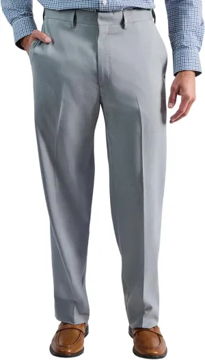Haggar Men's Premium Comfort Tonal Plaid Classic Fit Flat Front Stretch Dress Pant
