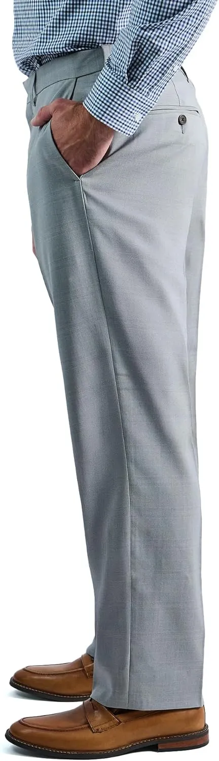 Haggar Men's Premium Comfort Tonal Plaid Classic Fit Flat Front Stretch Dress Pant