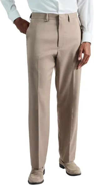 Haggar Men's Premium Comfort Tonal Plaid Classic Fit Flat Front Stretch Dress Pant