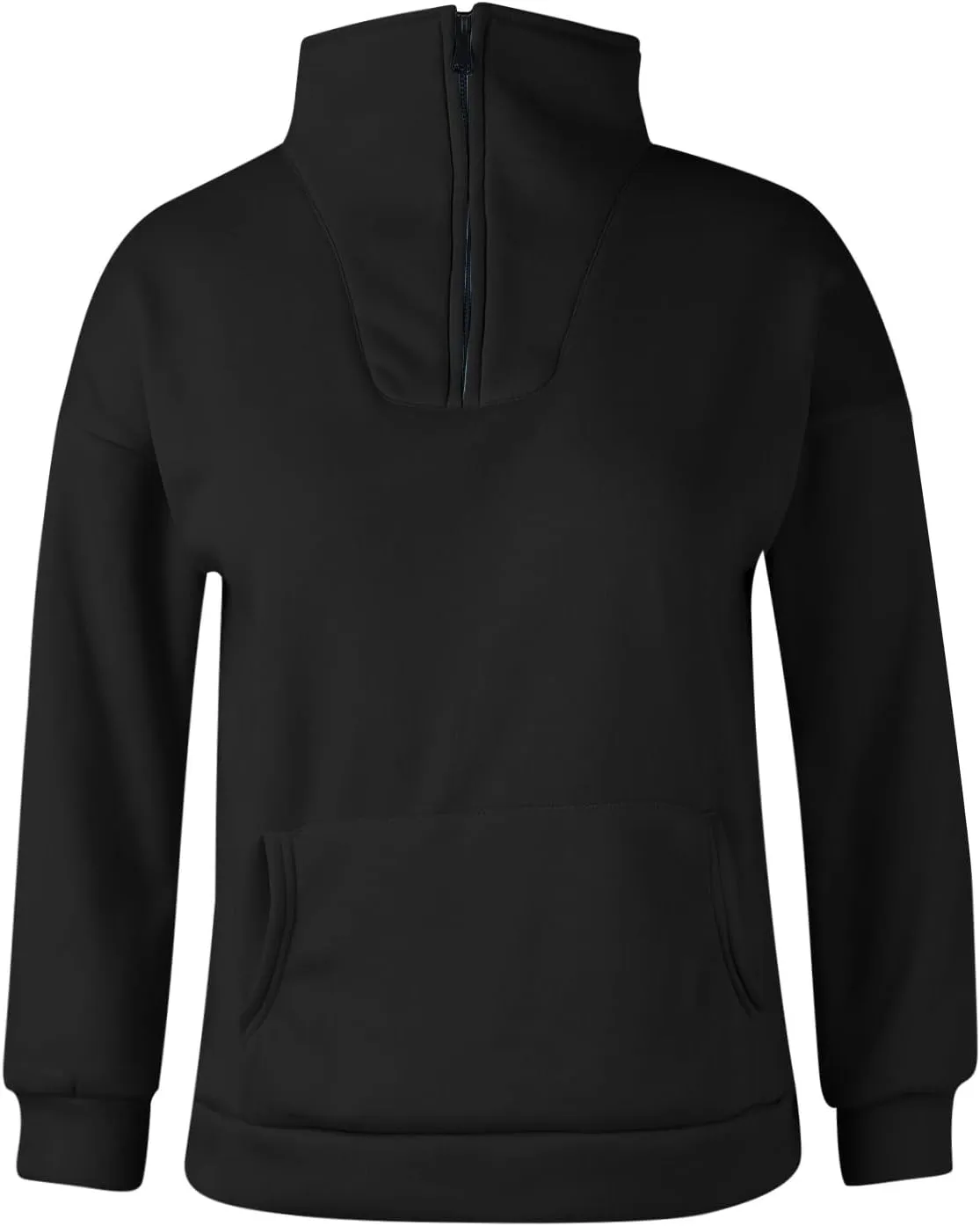 Half Zip Up Hoodies For Women Crop Women's Fall Sweatshirt Long Sleeve Kangaroo Pocket Pullover Tops Loose Fit Sweatshirts