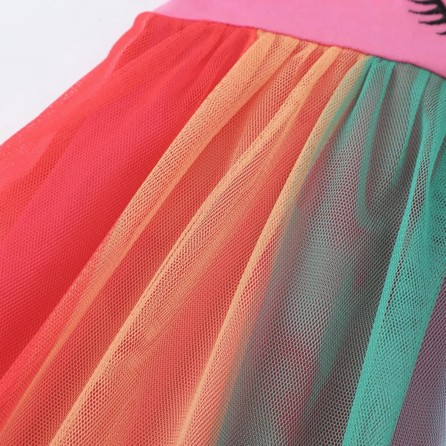 HILEELANG Girl Easter Dresses Short Ruffle Sleeve Cotton Tulle Tutu Birthday Party Dresses
