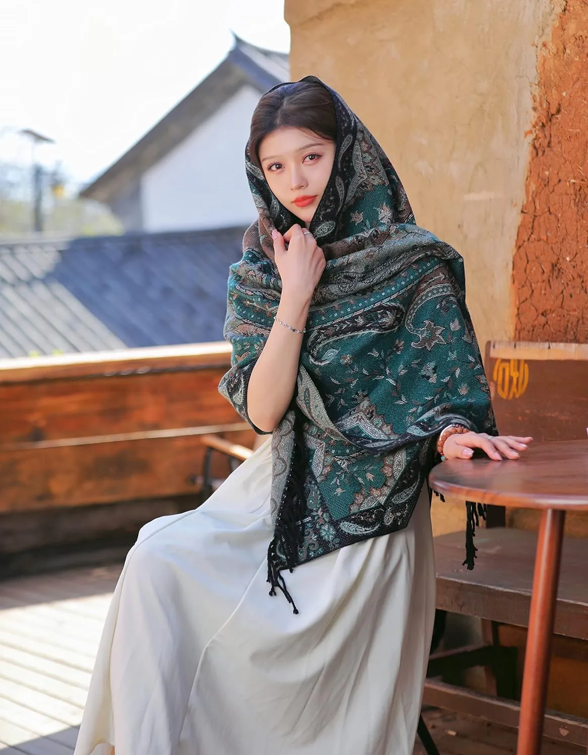 iCuviy Fashion Large Scarf Winter Pashmina Shawls & Wraps for Women Extra Soft Cashmere Feel Throw Womens Cold Scarfs
