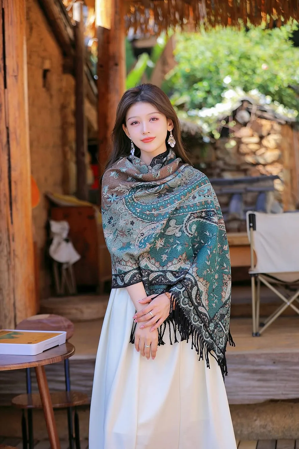 iCuviy Fashion Large Scarf Winter Pashmina Shawls & Wraps for Women Extra Soft Cashmere Feel Throw Womens Cold Scarfs