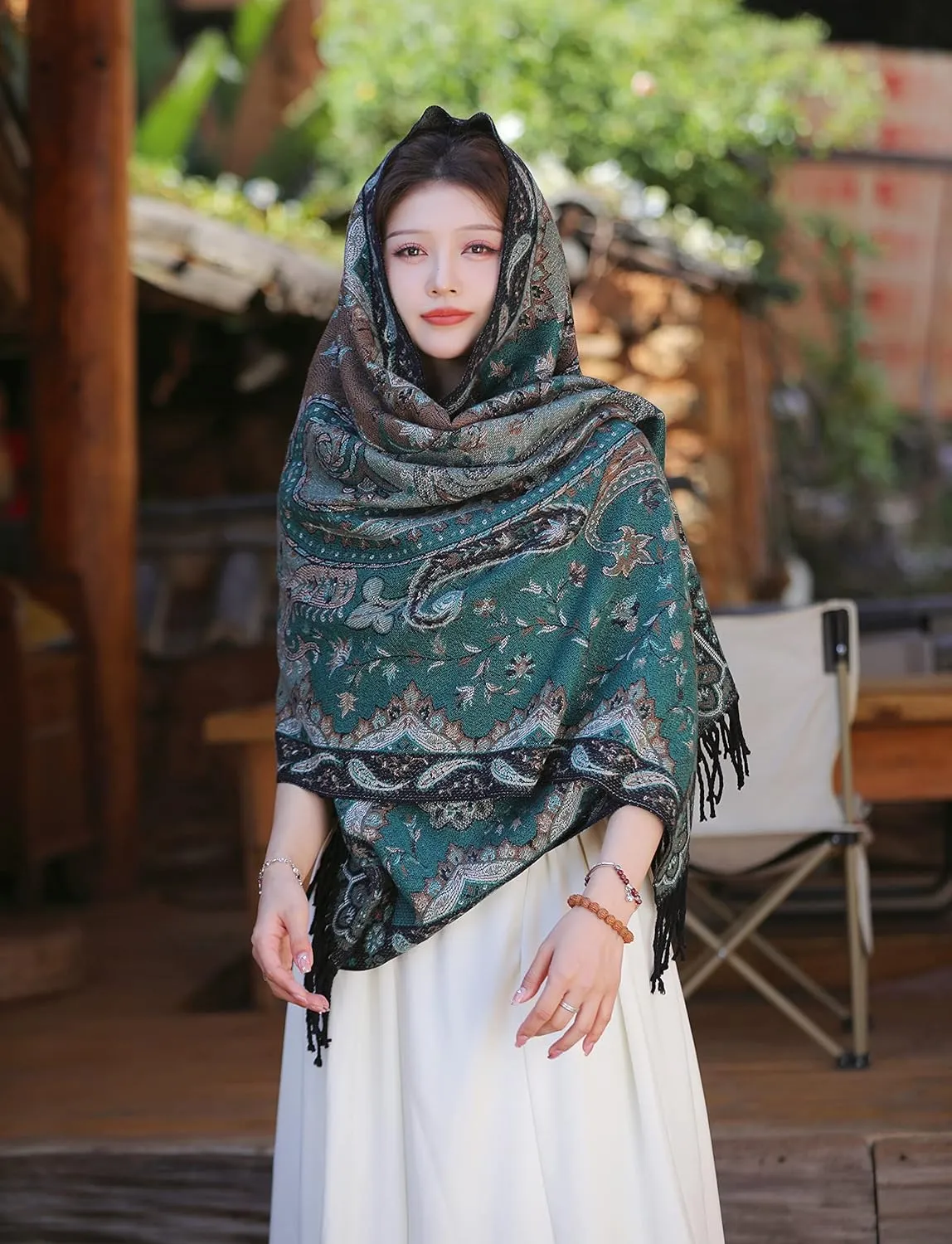 iCuviy Fashion Large Scarf Winter Pashmina Shawls & Wraps for Women Extra Soft Cashmere Feel Throw Womens Cold Scarfs
