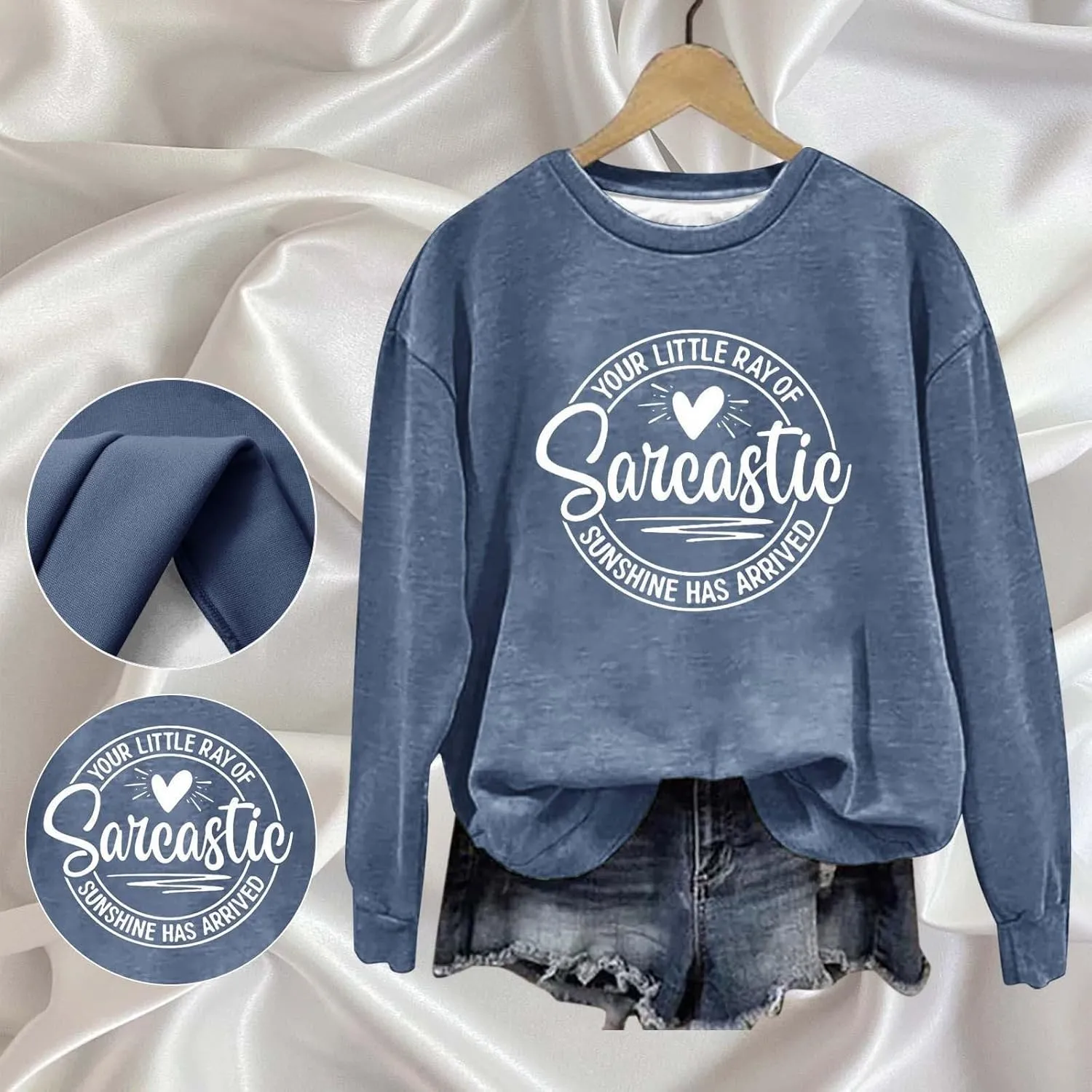 Jackett Women Printed Your Little Of Sarcastic Sunshine Has Arrived Round Neck Simple Retro Hoodless Sweatshirt