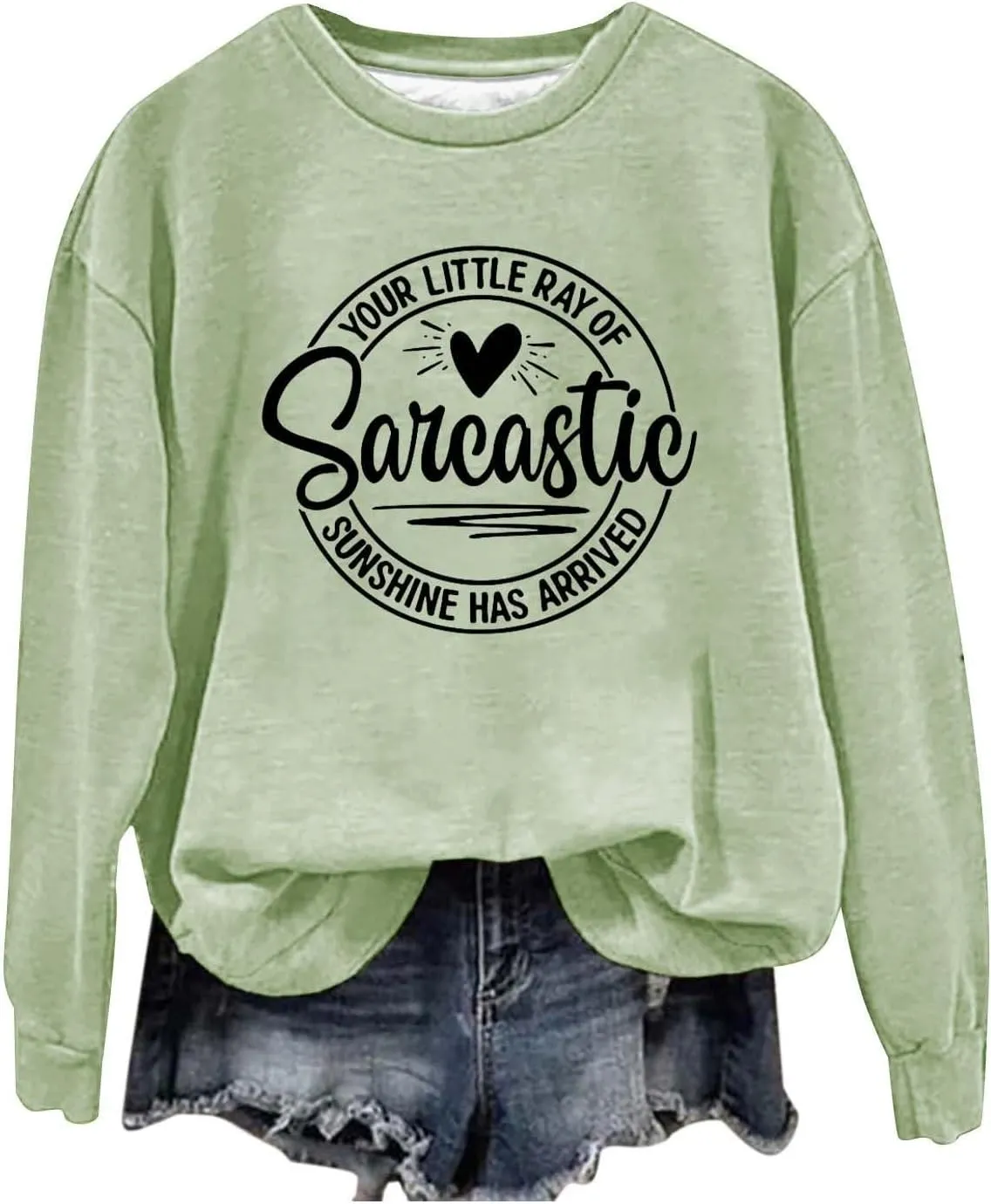 Jackett Women Printed Your Little Of Sarcastic Sunshine Has Arrived Round Neck Simple Retro Hoodless Sweatshirt