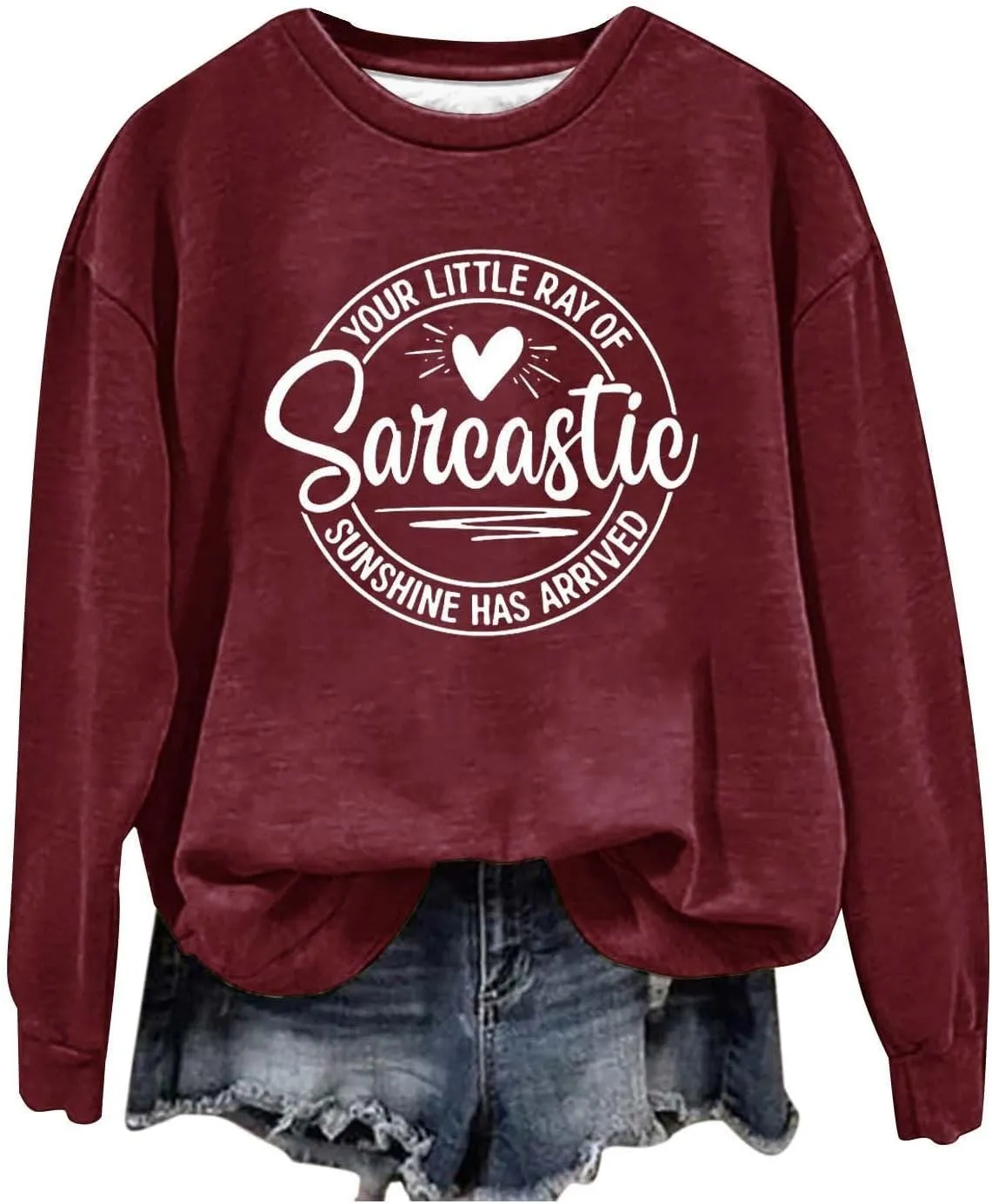 Jackett Women Printed Your Little Of Sarcastic Sunshine Has Arrived Round Neck Simple Retro Hoodless Sweatshirt