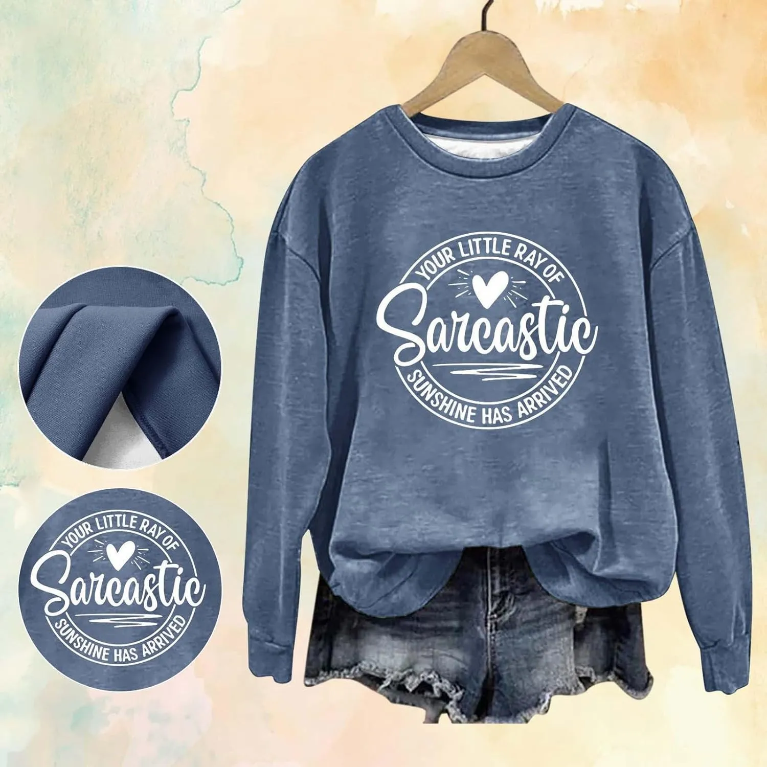 Jackett Women Printed Your Little Of Sarcastic Sunshine Has Arrived Round Neck Simple Retro Hoodless Sweatshirt