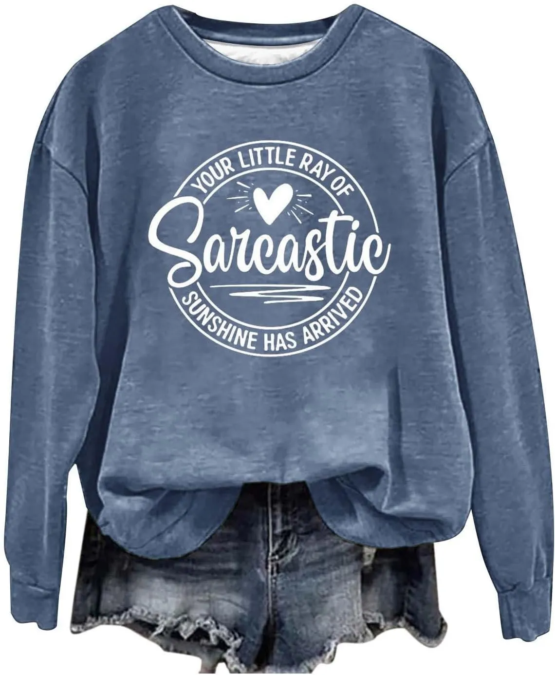 Jackett Women Printed Your Little Of Sarcastic Sunshine Has Arrived Round Neck Simple Retro Hoodless Sweatshirt