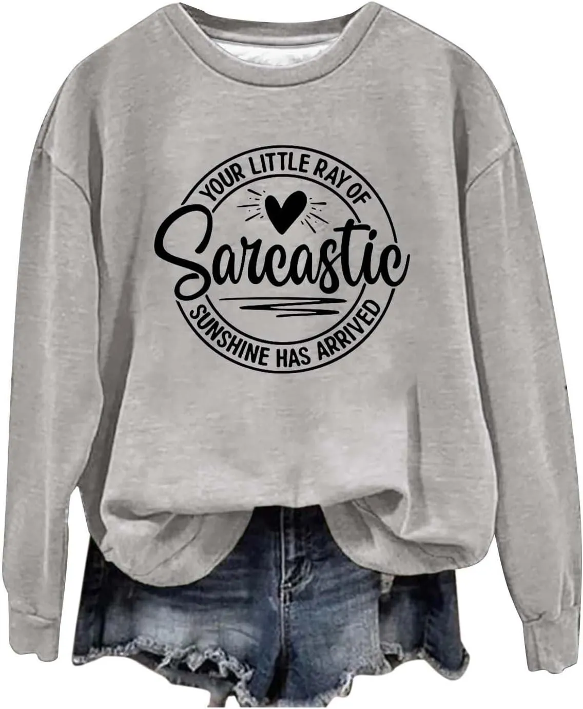 Jackett Women Printed Your Little Of Sarcastic Sunshine Has Arrived Round Neck Simple Retro Hoodless Sweatshirt
