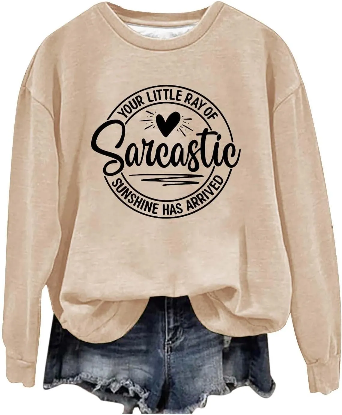 Jackett Women Printed Your Little Of Sarcastic Sunshine Has Arrived Round Neck Simple Retro Hoodless Sweatshirt