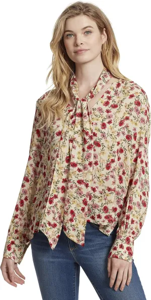 Jessica Simpson Women's Dazed Neck Tie Long Sleeve Twilly Blouse
