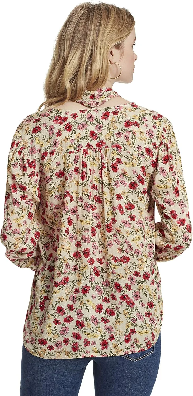 Jessica Simpson Women's Dazed Neck Tie Long Sleeve Twilly Blouse