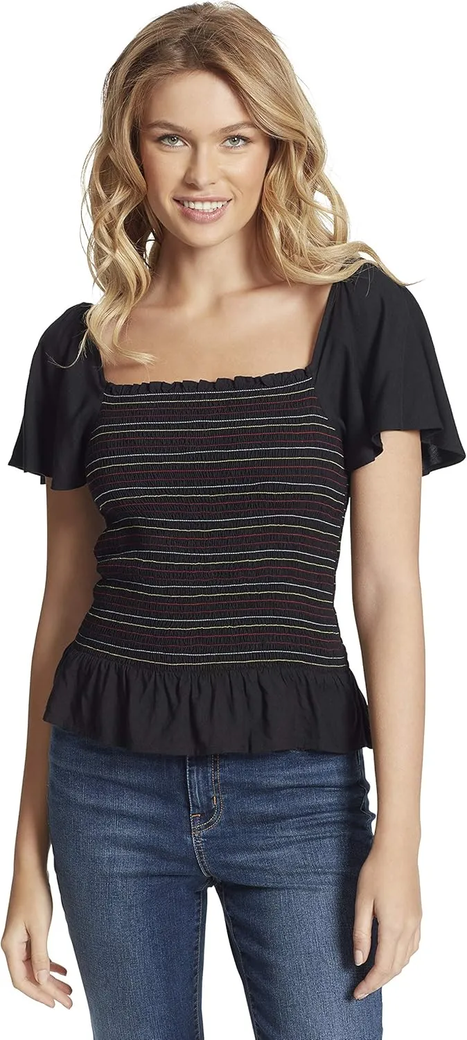 Jessica Simpson Women's Marie Flutter Sleeve Smocked Blouse