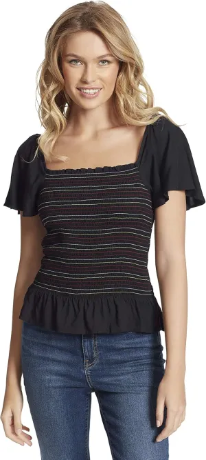 Jessica Simpson Women's Marie Flutter Sleeve Smocked Blouse