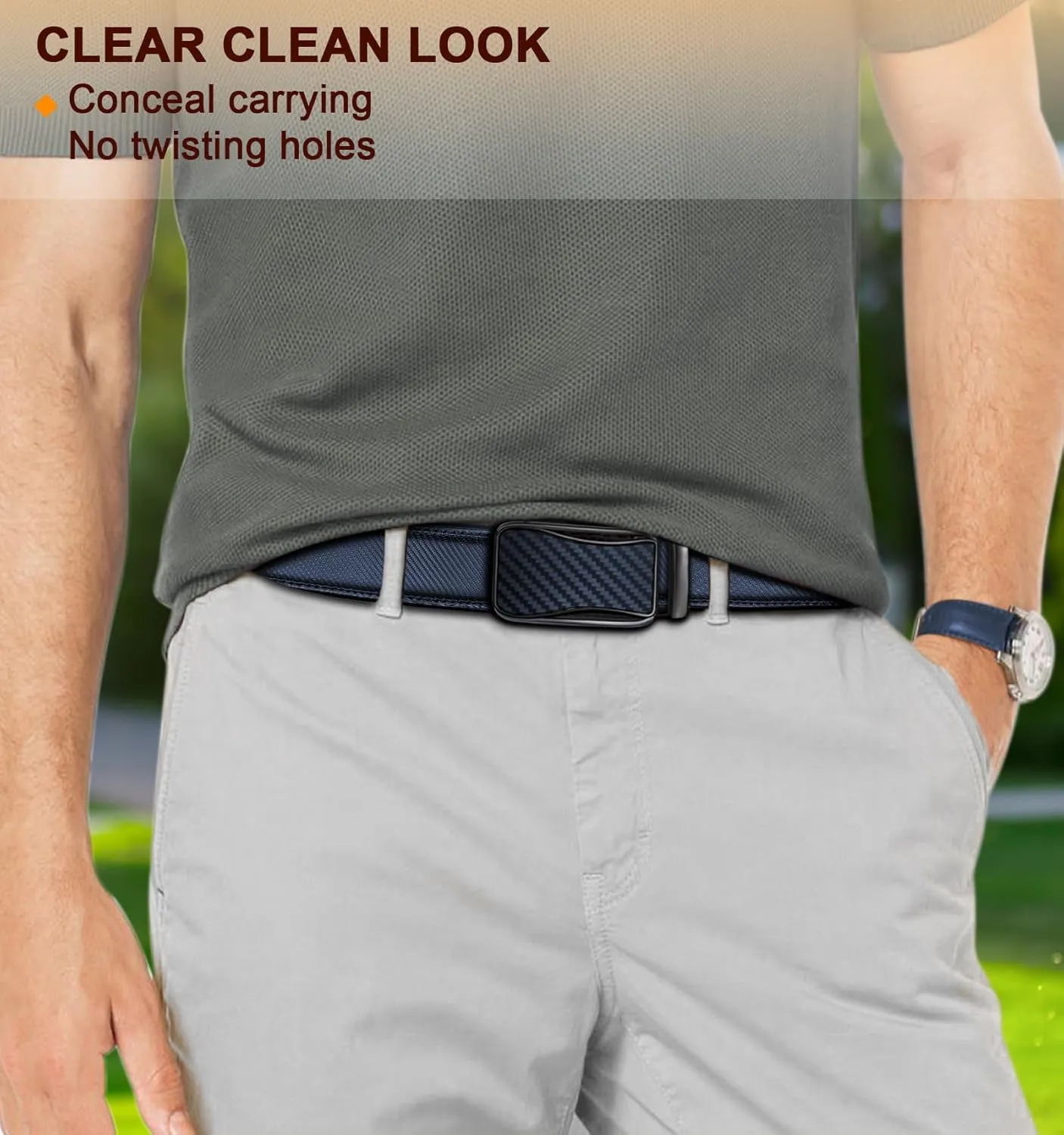 KEMISANT Mens Ratchet Belt 2 Units,Sliding Belt For Gift Mens Dress Casual 1 3/8",Size Adjustable