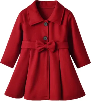 Kids Baby Girls Coat Jacket Warm Jacket Winter Simple Breasted Trench Coat Outwear Wool Blend Coat for 18M-6T