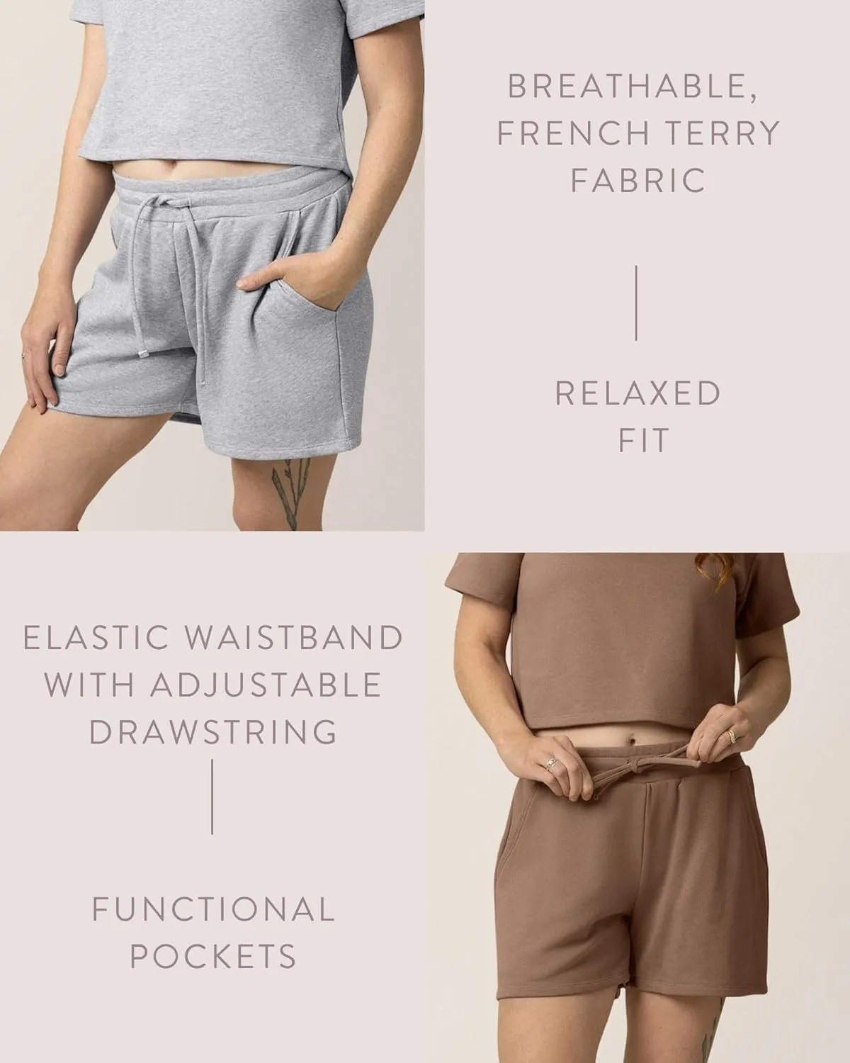 Kindred Bravely Women’s French Terry On The Go Shorts | Stretchy Pregnancy Bottoms