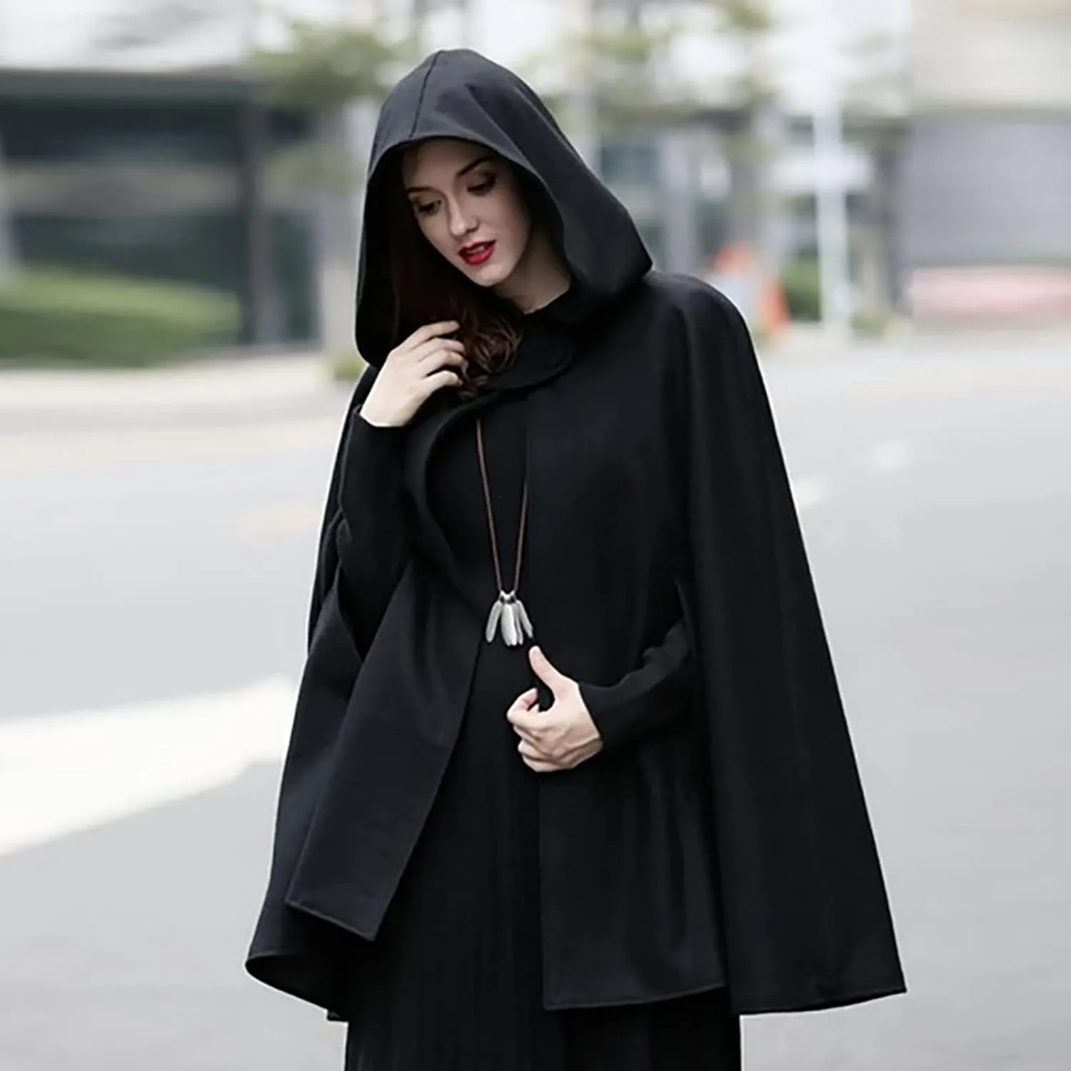 Kuluzego Womens Cardigan Front Cloak Jacket Hoods Cape Shawl Wraps Trench Coats for Women Fall Winter Cloak 2025 Fashion Y2K