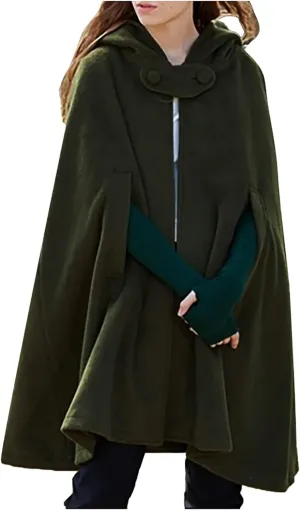 Kuluzego Womens Cardigan Front Cloak Jacket Hoods Cape Shawl Wraps Trench Coats for Women Fall Winter Cloak 2025 Fashion Y2K