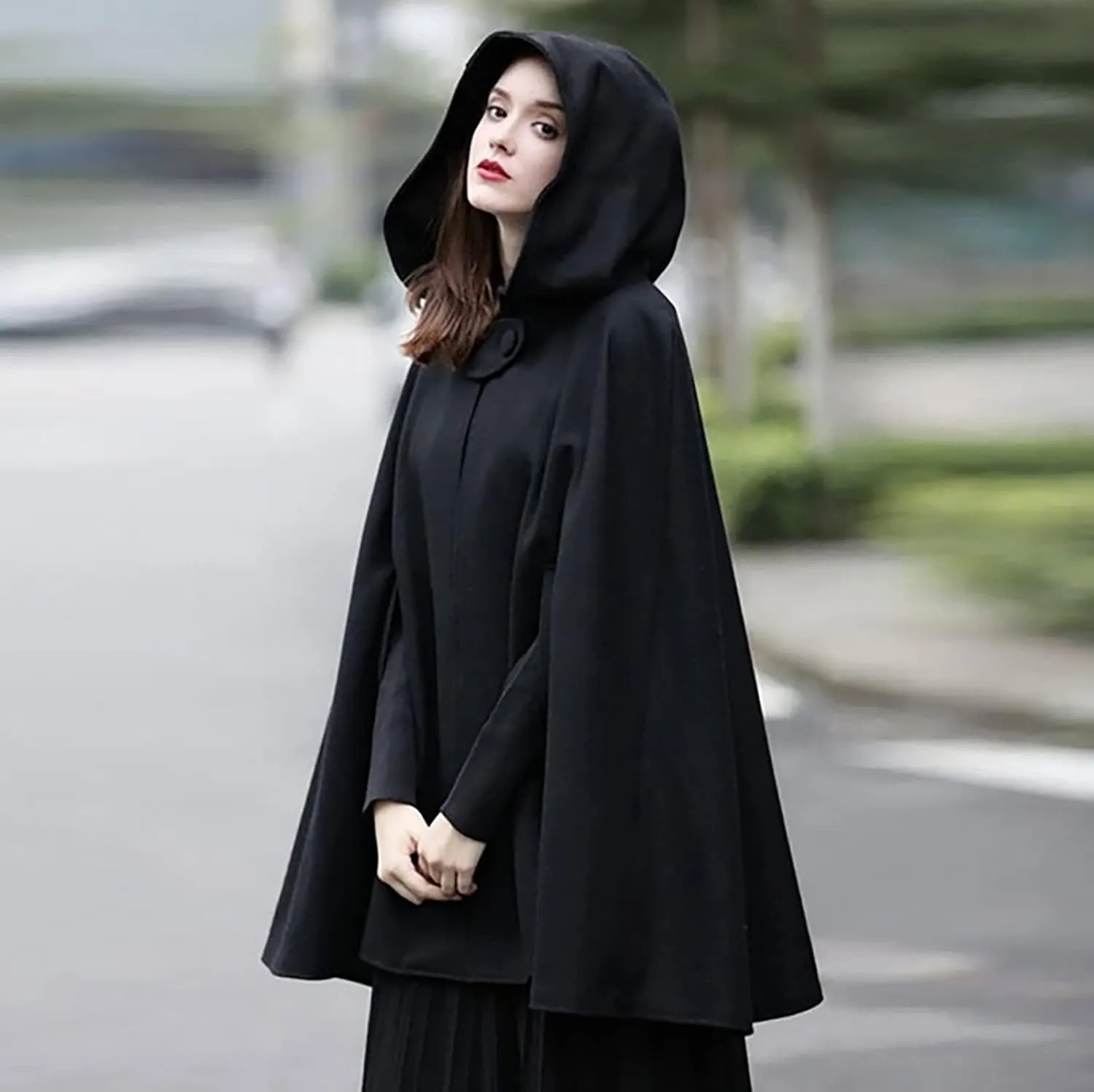 Kuluzego Womens Cardigan Front Cloak Jacket Hoods Cape Shawl Wraps Trench Coats for Women Fall Winter Cloak 2025 Fashion Y2K