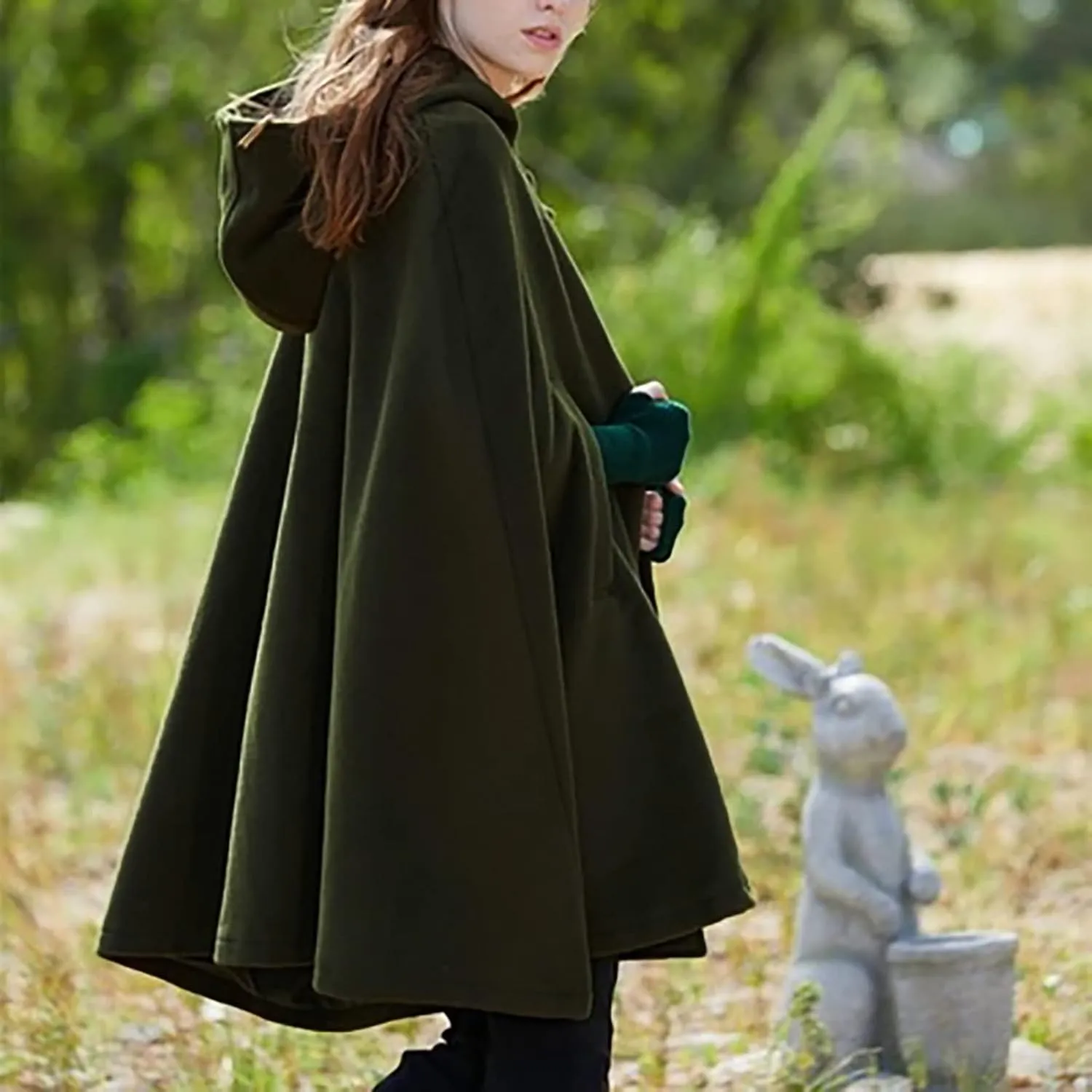 Kuluzego Womens Cardigan Front Cloak Jacket Hoods Cape Shawl Wraps Trench Coats for Women Fall Winter Cloak 2025 Fashion Y2K